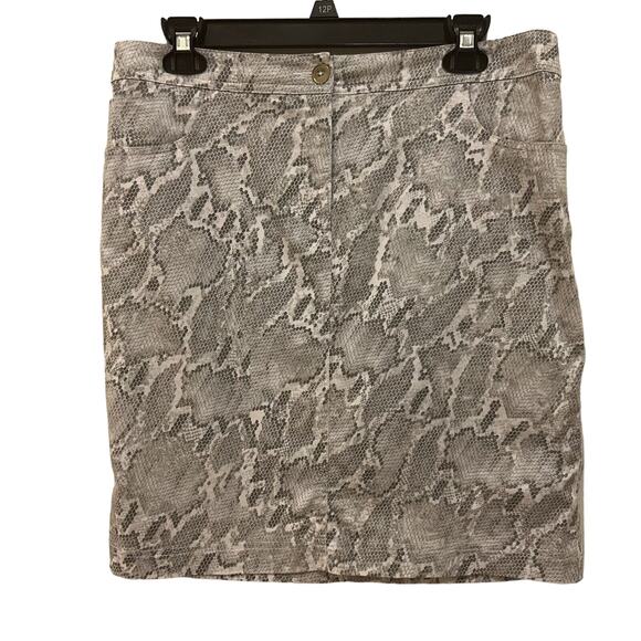 Chico's Snakeskin Skirt Women’s size 1 (8) PAINTED PYTHON Staci Sateen Stretch - Picture 1 of 11
